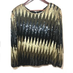 Vintage CC Courtenay silk sequin & beaded blouse
